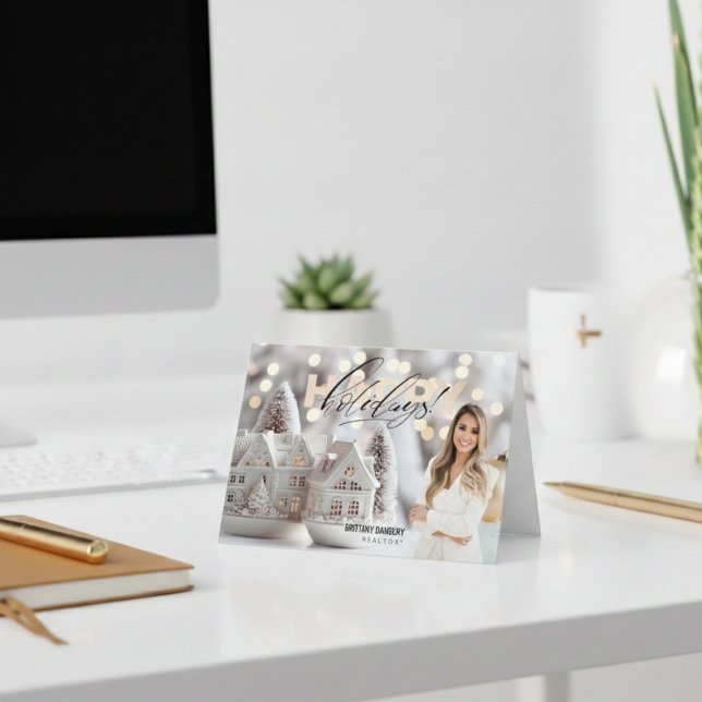 Cartão De Festividades Foto do Real Estate Realtor de Feriados Felizes (Happy Holidays Real Estate Realtor Photo Holiday Card)