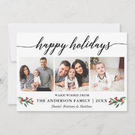 Cartão De Festividades Foto do Red Holly 3 da Caligrafia Moderna