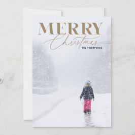 Cartão De Festividades Foto do Retrato de Natal Serie do Script de Feliz 