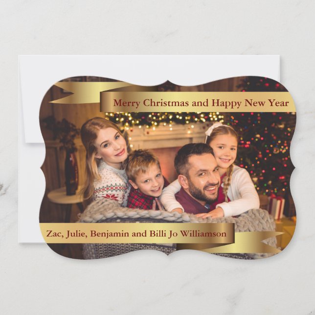 Cartão De Festividades Foto do Rico de cheio com dois banners Dourados (Frente)