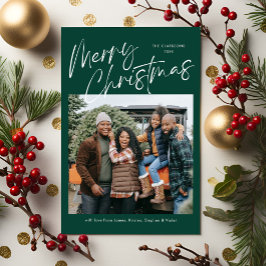 Cartão De Festividades Foto do Roteiro de Caligrafia de Natal Verde 4