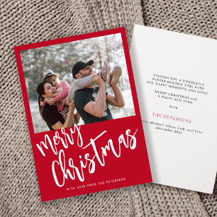 Cartão De Festividades Foto do roteiro simples Feliz Natal vermelha