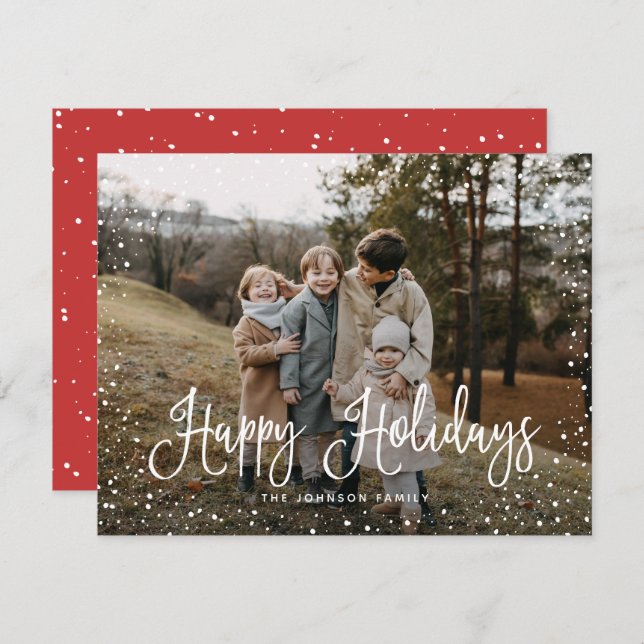 Cartão De Festividades Foto do Script 2 da Neve Moderna (Frente/Verso)