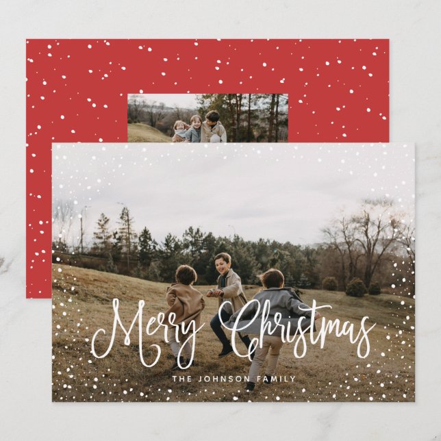 Cartão De Festividades Foto do Script 2 da Neve Moderna (Frente/Verso)