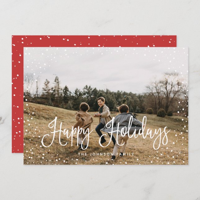 Cartão De Festividades Foto do Script 2 da Neve Moderna (Frente/Verso)