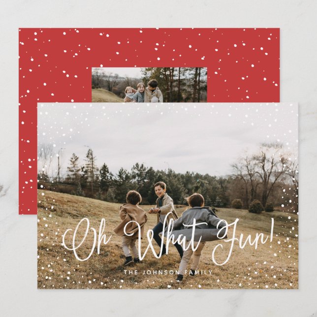 Cartão De Festividades Foto do Script 2 da Neve Moderna (Frente/Verso)