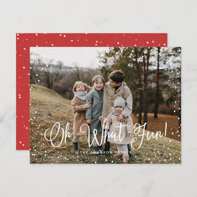 Cartão De Festividades Foto do Script 2 da Neve Moderna (Frente/Verso)