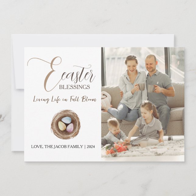 Cartão De Festividades Foto do Script de Bênçãos de Páscoa Elegante Moder (Frente)