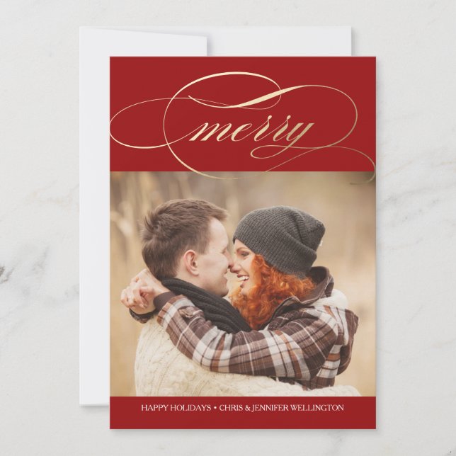 Cartão De Festividades Foto do script de feliz (Frente)