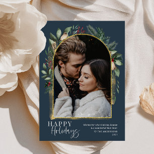 Cartão De Festividades Foto do Script de Tendência do Arch Dourado Greene