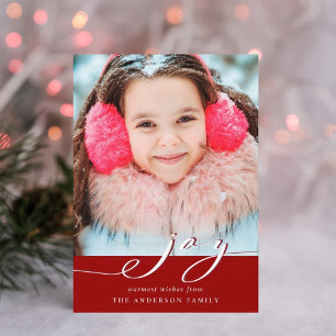 Cartão De Festividades Foto do script Elegante Red & White Joy
