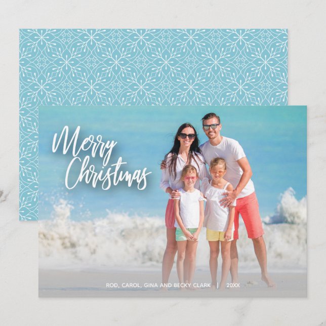 Cartão De Festividades Foto do Script MERRY CHRISTMAS (Frente/Verso)