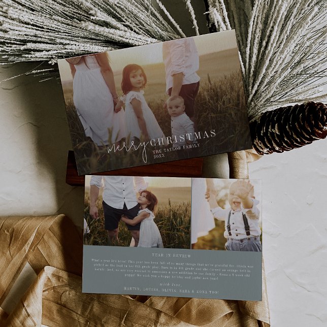 Cartão De Festividades Foto do Seafoam Moderno Sobrepõe Notícias de Natal (Criador carregado)