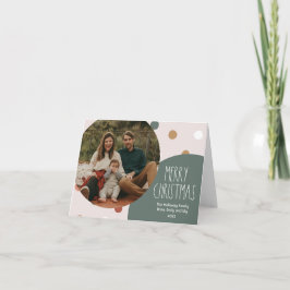 Cartão De Festividades Foto do Solteiro de Natal dobrado da Bolinhas Gree