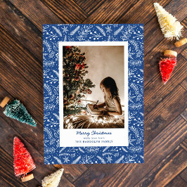 Cartão De Festividades Foto do Solteiro Vertical (Blue)