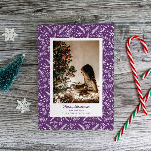 Cartão De Festividades Foto do Solteiro Vertical (Plum) em Greenery de Na