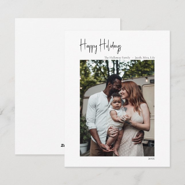 Cartão De Festividades Foto do Solteiro Vertical sobre Feriados Felizes d (Frente/Verso)