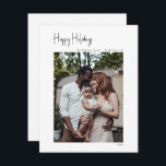 Cartão De Festividades Foto do Solteiro Vertical sobre Feriados Felizes d<br><div class="desc">Este moderno roteiro feliz feriado vertical solteiro é perfeito para seu cartões de natal preto e branco minimalista. A caligrafia manuscrita branca é delicada e rústica enquanto permanece elegante e elegante. A design reflete um simples dia de inverno todo-branco e evoca memórias de uma vida mais simplista. Você descobrirá que...</div>