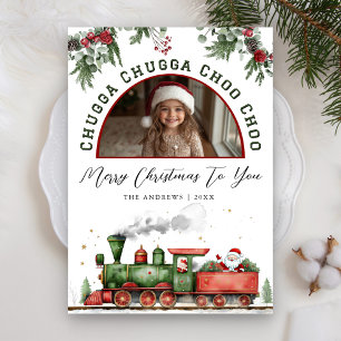 Cartão De Festividades Foto do Trem de Natal Chugga Chugga Choo Choo