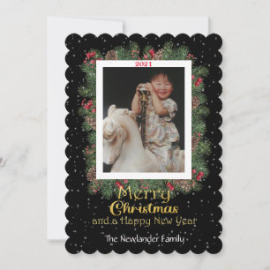 Cartão De Festividades  Foto dos Flocos de Neve e Botânica de inverno 