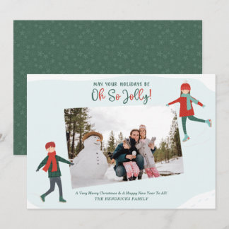 Cartão De Festividades Foto dos Skateres de Gelo de inverno