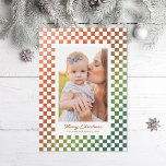 Cartão De Festividades Foto dos Verificadores Retroativos do Ombre<br><div class="desc">Descarregue marcadores de vermelho para verde e branco; personalize as fontes,  adicione fotos à parte traseira,  se desejar.</div>