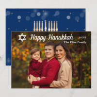 Foto Dourada e azul de Hanukkah feliz moderno