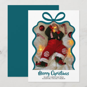 Cartão De Festividades Foto e Fita Personalizados de Feliz Natal