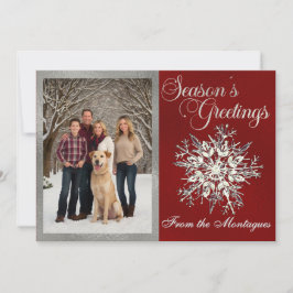 Cartão De Festividades Foto e Floco de Neve de Prata