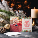 Cartão De Festividades Foto Elegant Floral Baby's First Christmas<br><div class="desc">Celebre o primeiro Natal do seu bebê com um toque de elegância e charme! Nosso Cartão-postal de Natal do bebê Floral Elegante é projetado para capturar a magia desse marco especial. Design Floral impressionante: As lindas, desenhadas à mão, motins florais enquadram a foto do seu bebê, acrescentando um eterno e...</div>