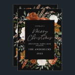 Cartão De Festividades Foto elegante botânica floral de terracota negra<br><div class="desc">Black terracotta floral botânico elegante,  roteiro de Feliz Natal.</div>