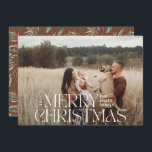 Cartão De Festividades Foto elegante, botânica natural mínima<br><div class="desc">Imagem elegante,  fotografia moderna e mínima,  tipografia botânica de cor castanha castanha e marrom,  carta chata de Natal feliz.</div>