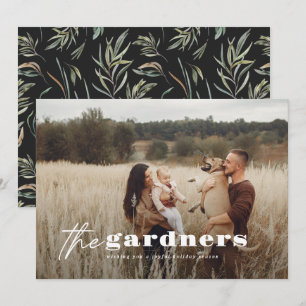 Cartão De Festividades Foto elegante, botânica negra mínima