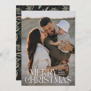 Cartão De Festividades Foto elegante, botânica negra mínima