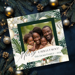 Cartão De Festividades Foto elegante da Ivory e da família azul