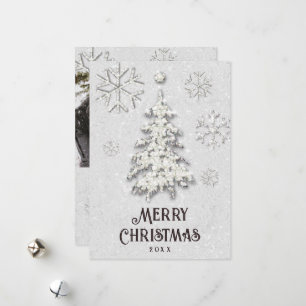 Cartão De Festividades Foto elegante de Árvore Rhinestones White Christma