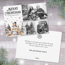 Cartão De Festividades Foto elegante de inverno branco preto