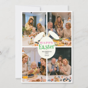 Cartão De Festividades Foto Elegante de Ovos de Ovos de felz pascoa Famíl
