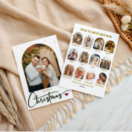 Cartão De Festividades Foto Elegante Feliz Ano de Natal em Revisão