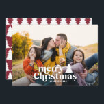 Cartão De Festividades Foto elegante moderna de Cherry red<br><div class="desc">Fotografia de natal moderno. As cores de fundo de texto e vermelho de cereja podem ser personalizadas. Parte de uma coleção</div>