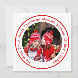 Cartão De Festividades Foto em Círculo Vermelho Adicionar Mensagem e Nome