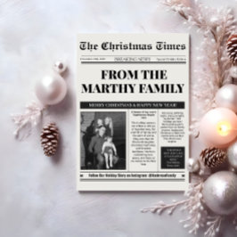 Cartão De Festividades Foto em preto e branco de Ano em Revisão de Jornal