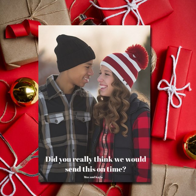 Cartão De Festividades Foto Engraçada Da Família De Natal Atrasado Atrasa (Criador carregado)