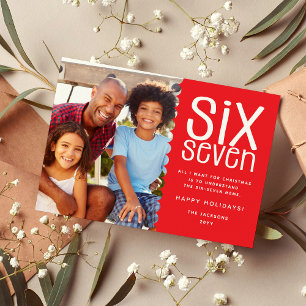 Cartão De Festividades Foto engraçada de Natal da família SIX-SEVEN