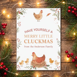 Cartão De Festividades Foto engraçada de Natal de frango Merry Cluckmas