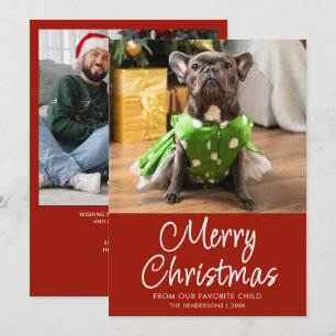 Cartão De Festividades Foto Engraçada de Pet Feliz Natal Família