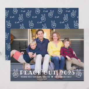 Cartão De Festividades Foto Engraçada Do Feliz ano novo Peace Out 2023