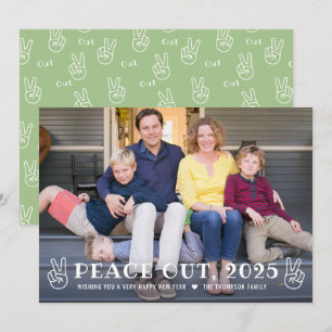 Cartão De Festividades Foto Engraçada Do Feliz ano novo Verde De 2023