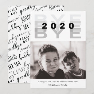 Cartão De Festividades Foto engraçada do Solteiro preto e branco "Bye 202
