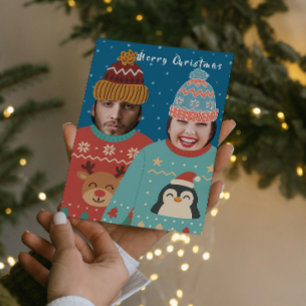 Cartão De Festividades Foto Engraçada Jumper Personalizado de Natal